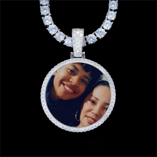 925S & VVS Moissanite 3D Circle Custom Picture Pendant