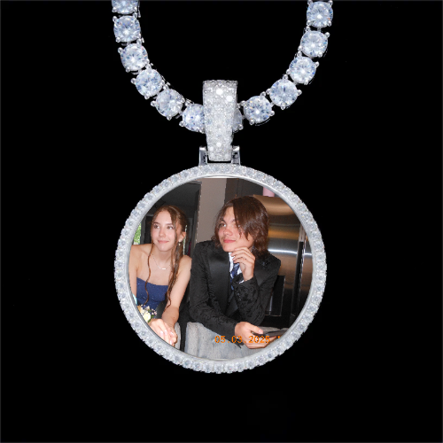 925S & VVS Moissanite 3D Circle Custom Picture Pendant
