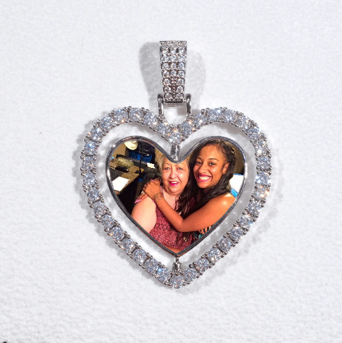 3D Spinning 2-Faced Heart Custom Picture Pendant