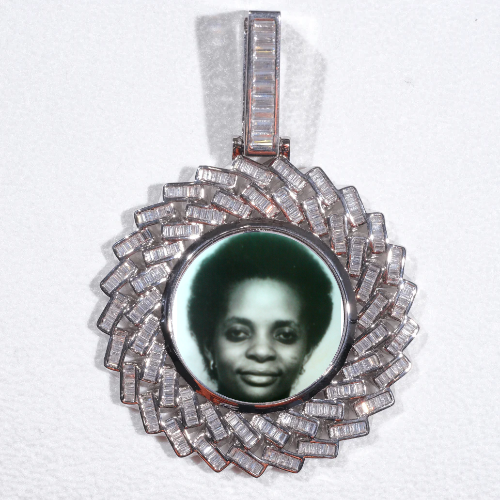 Large 3D Baguette Custom Picture Pendant