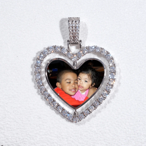 3D Spinning 2-Faced Heart Custom Picture Pendant