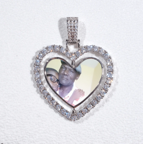 3D Spinning 2-Faced Heart Custom Picture Pendant