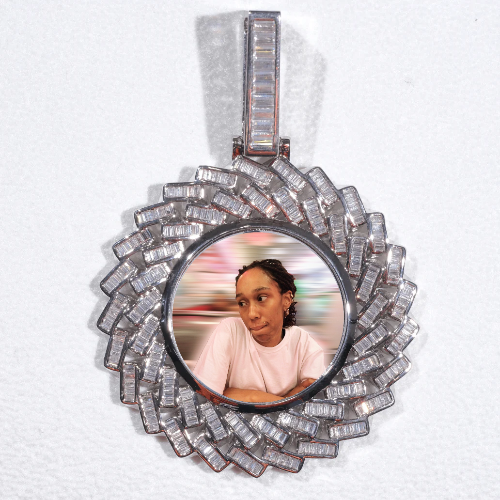 Large 3D Baguette Custom Picture Pendant
