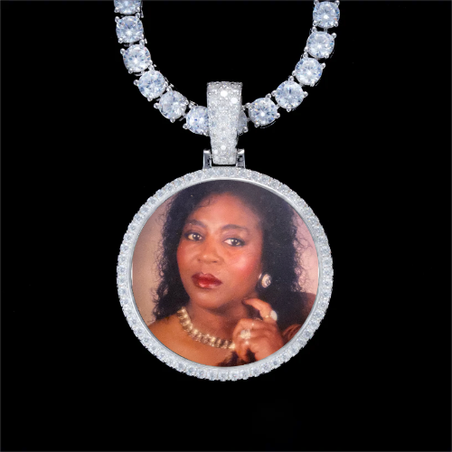 925S & VVS Moissanite 3D Circle Custom Picture Pendant
