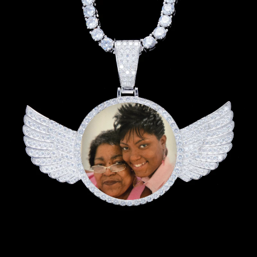 925S & VVS Moissanite 3D Wing Custom Picture Pendant