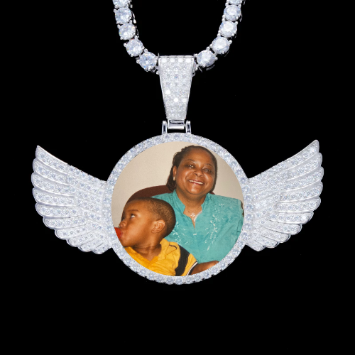 925S & VVS Moissanite 3D Wing Custom Picture Pendant