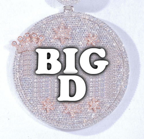 CUSTOM LETTER NECKLACE 3D BIG CROWN DISC