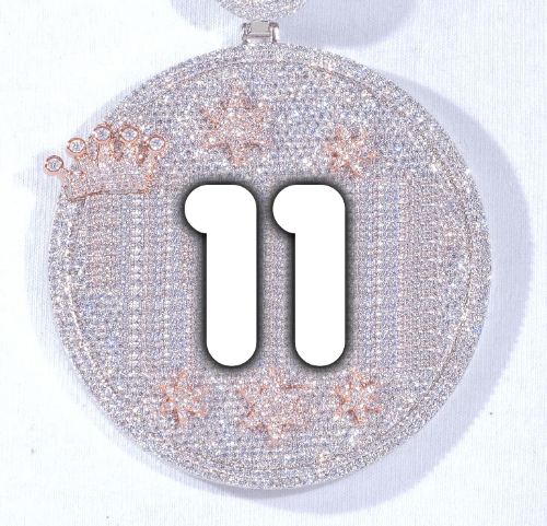 CUSTOM LETTER NECKLACE 3D BIG CROWN DISC