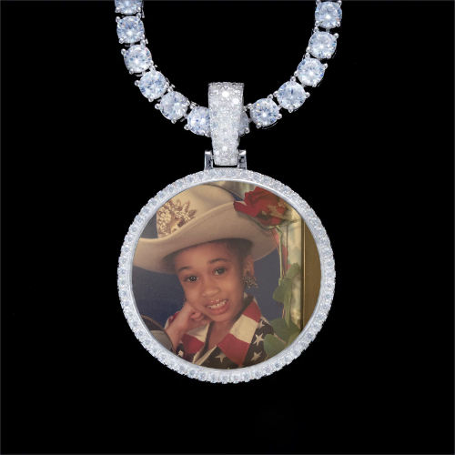 925S & VVS Moissanite 3D Circle Custom Picture Pendant