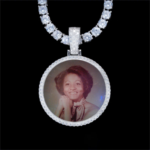 925S & VVS Moissanite 3D Circle Custom Picture Pendant