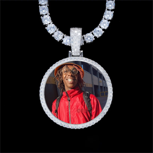 925S & VVS Moissanite 3D Circle Custom Picture Pendant