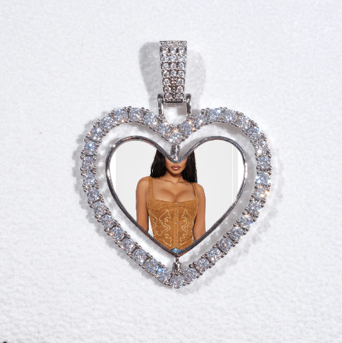 3D Spinning 2-Faced Heart Custom Picture Pendant