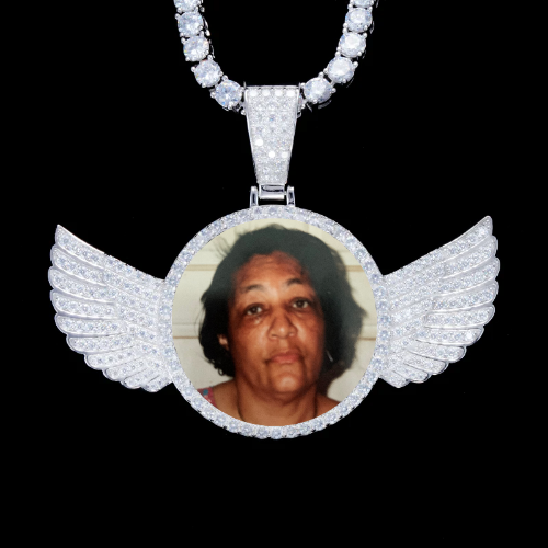 925S & VVS Moissanite 3D Wing Custom Picture Pendant