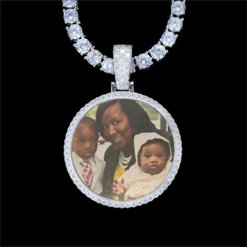 925S & VVS Moissanite 3D Circle Custom Picture Pendant