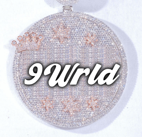 CUSTOM LETTER NECKLACE 3D BIG CROWN DISC