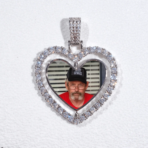 3D Spinning 2-Faced Heart Custom Picture Pendant