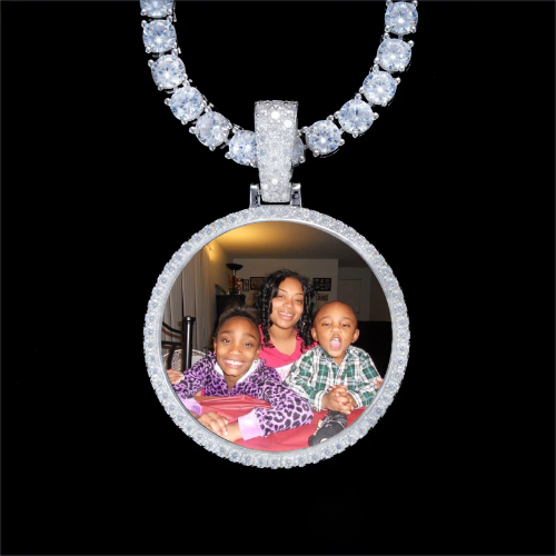 925S & VVS Moissanite 3D Circle Custom Picture Pendant