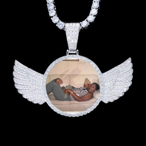 925S & VVS Moissanite 3D Wing Custom Picture Pendant