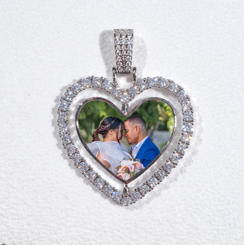 3D Spinning 2-Faced Heart Custom Picture Pendant