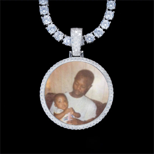 925S & VVS Moissanite 3D Circle Custom Picture Pendant