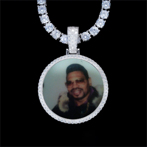 925S & VVS Moissanite 3D Circle Custom Picture Pendant