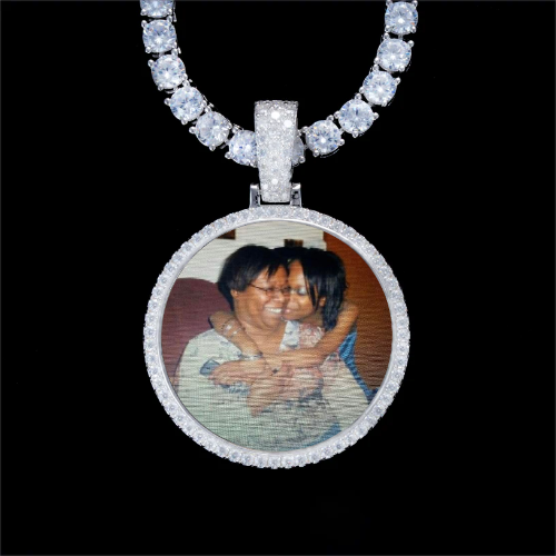 925S & VVS Moissanite 3D Circle Custom Picture Pendant