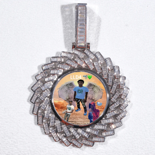 Large 3D Baguette Custom Picture Pendant