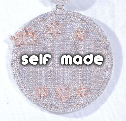 CUSTOM LETTER NECKLACE 3D BIG CROWN DISC