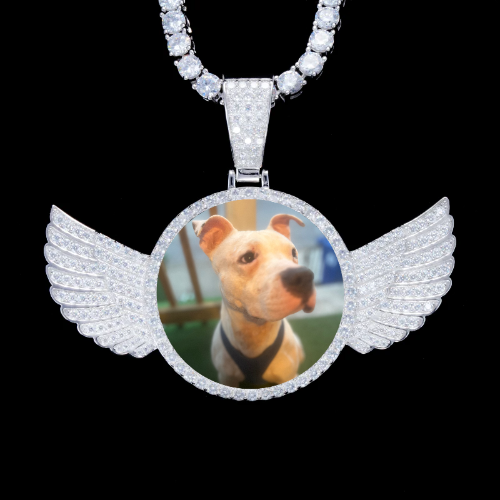925S & VVS Moissanite 3D Wing Custom Picture Pendant