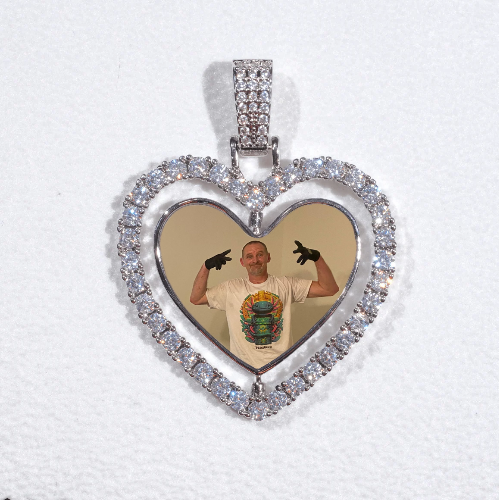 3D Spinning 2-Faced Heart Custom Picture Pendant