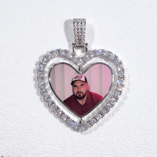3D Spinning 2-Faced Heart Custom Picture Pendant