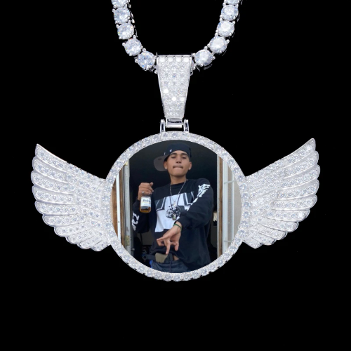 925S & VVS Moissanite 3D Wing Custom Picture Pendant