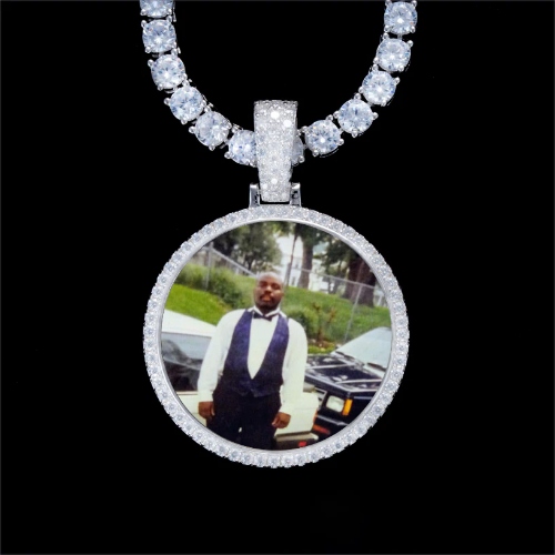 925S & VVS Moissanite 3D Circle Custom Picture Pendant