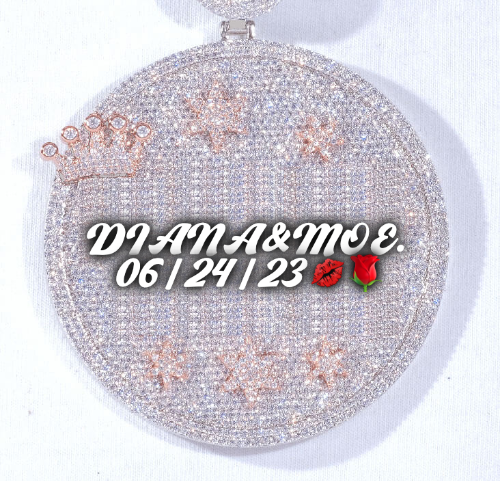 CUSTOM LETTER NECKLACE 3D BIG CROWN DISC