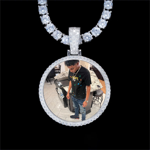 925S & VVS Moissanite 3D Circle Custom Picture Pendant