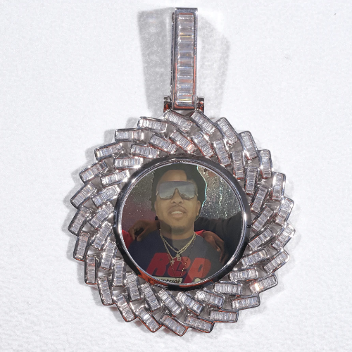 Large 3D Baguette Custom Picture Pendant