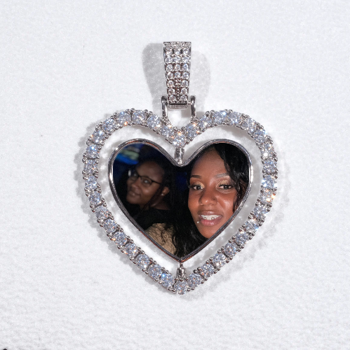 3D Spinning 2-Faced Heart Custom Picture Pendant