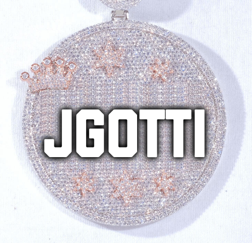 CUSTOM LETTER NECKLACE 3D BIG CROWN DISC