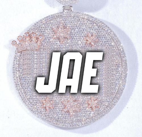 CUSTOM LETTER NECKLACE 3D BIG CROWN DISC