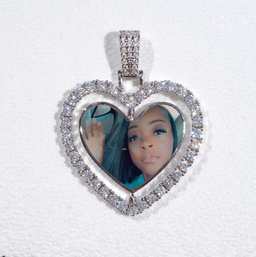 3D Spinning 2-Faced Heart Custom Picture Pendant