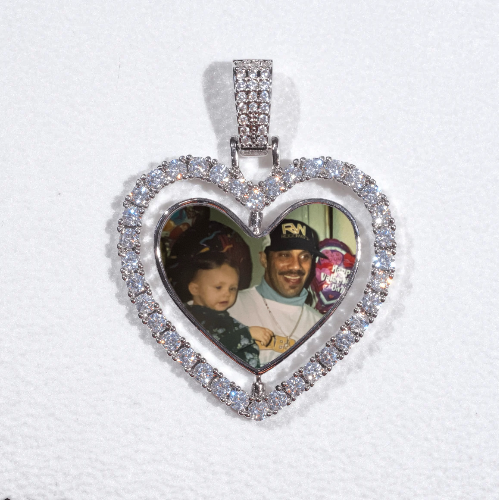 3D Spinning 2-Faced Heart Custom Picture Pendant