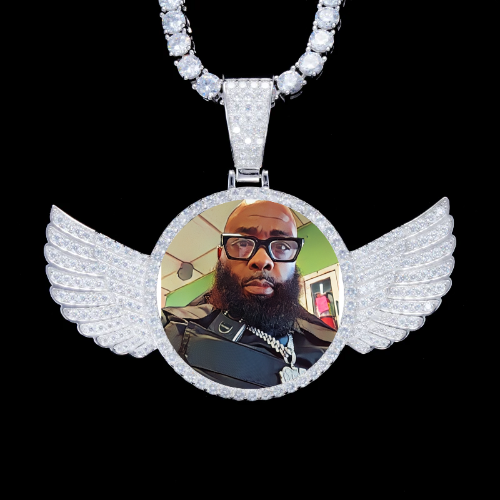 925S & VVS Moissanite 3D Wing Custom Picture Pendant