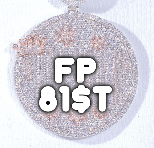 CUSTOM LETTER NECKLACE 3D BIG CROWN DISC