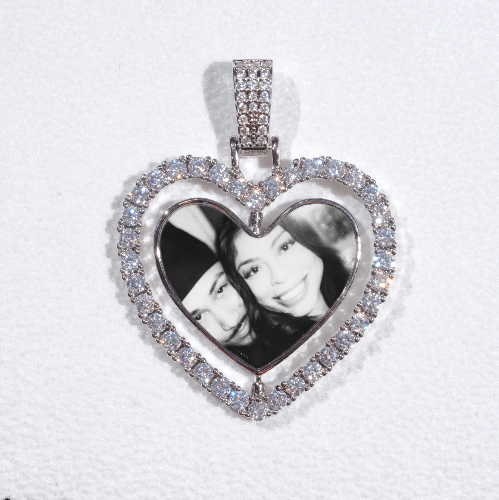 3D Spinning 2-Faced Heart Custom Picture Pendant