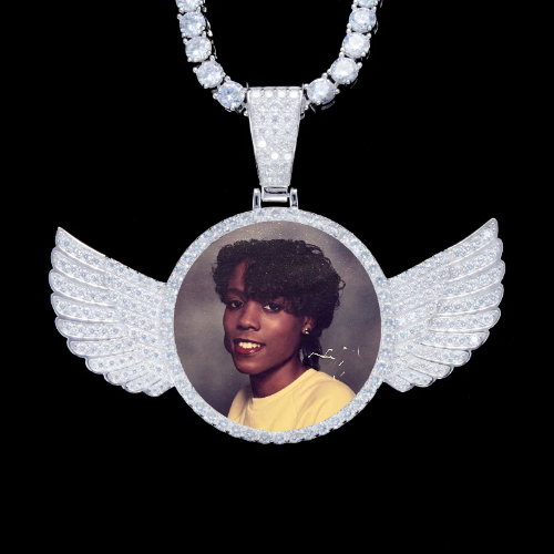 925S & VVS Moissanite 3D Wing Custom Picture Pendant