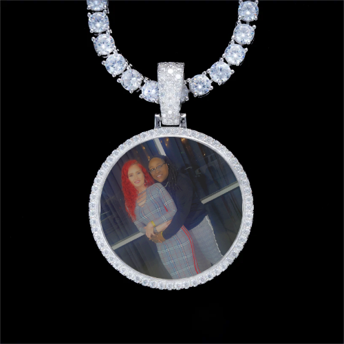 925S & VVS Moissanite 3D Circle Custom Picture Pendant