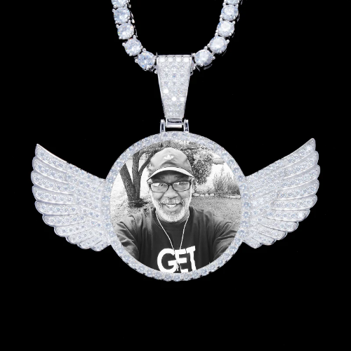 925S & VVS Moissanite 3D Wing Custom Picture Pendant