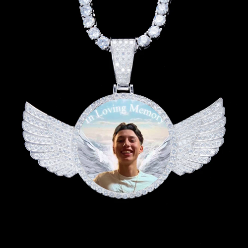 925S & VVS Moissanite 3D Wing Custom Picture Pendant