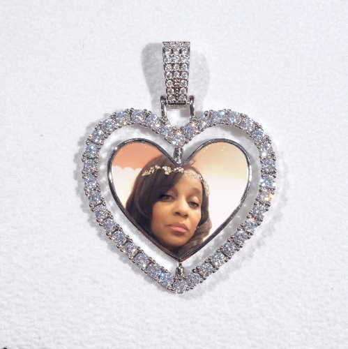 3D Spinning 2-Faced Heart Custom Picture Pendant