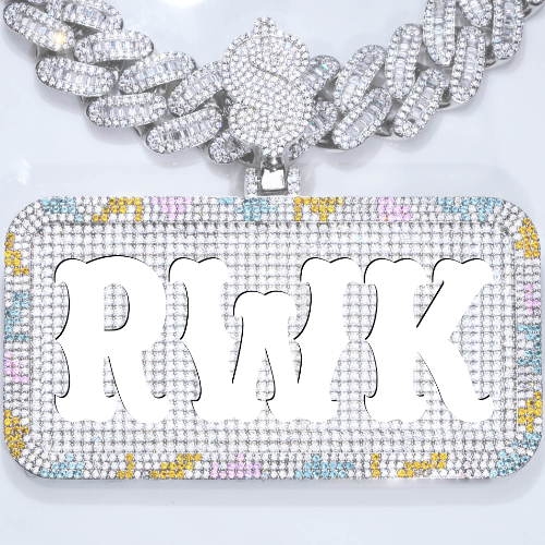 CUSTOM LETTER NECKLACE 3D COLORFUL SQUARE